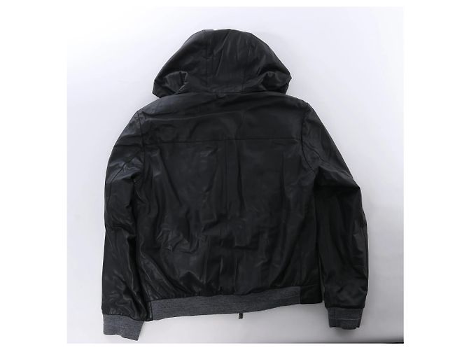 Corneliani Leder Double Side Jacke in Schwarz, Größe 50 IT - Ansicht 3