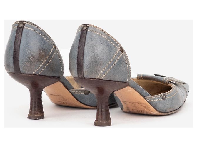 Miu Miu 2000s Button Pump Kitten Heels Pumps Blau - Ansicht 2