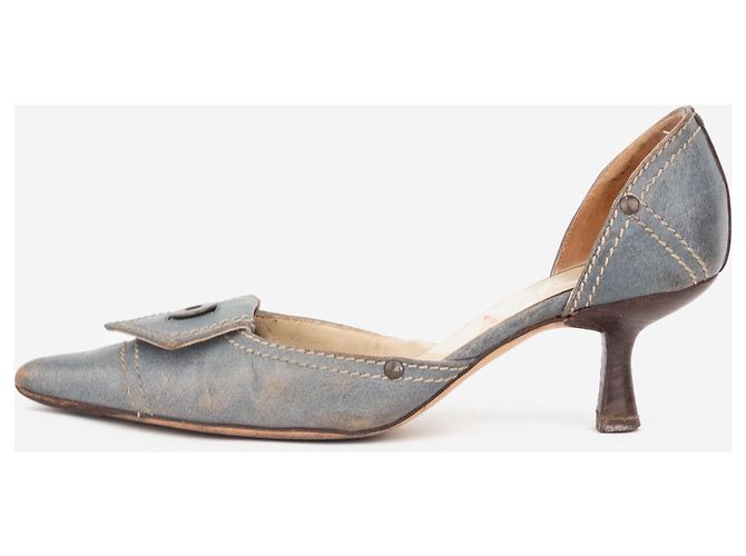 Miu Miu 2000s Button Pump Kitten Heels Pumps Blau - Ansicht 3