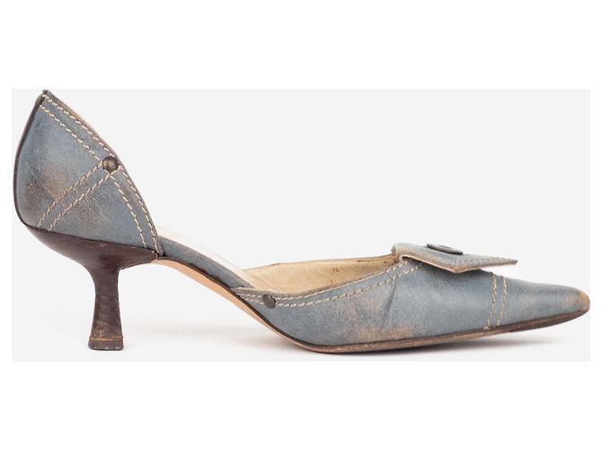 Miu Miu 2000s Button Pump Kitten Heels Pumps Blau - Ansicht 4