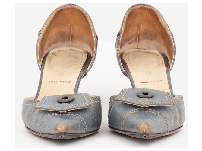 Miu Miu 2000s Button Pump Kitten Heels Pumps Blau - Ansicht 5