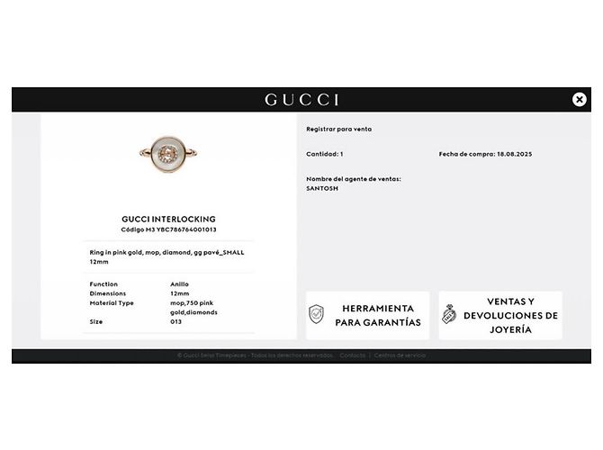 Anello Interlocking di Gucci in oro rosa, madreperla e diamanti Bianco D'oro - vista 4