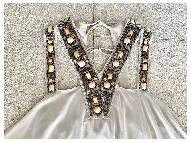 Autre Marque Lombok Ibiza Beige Sommerkleid Perlen - Ansicht 12