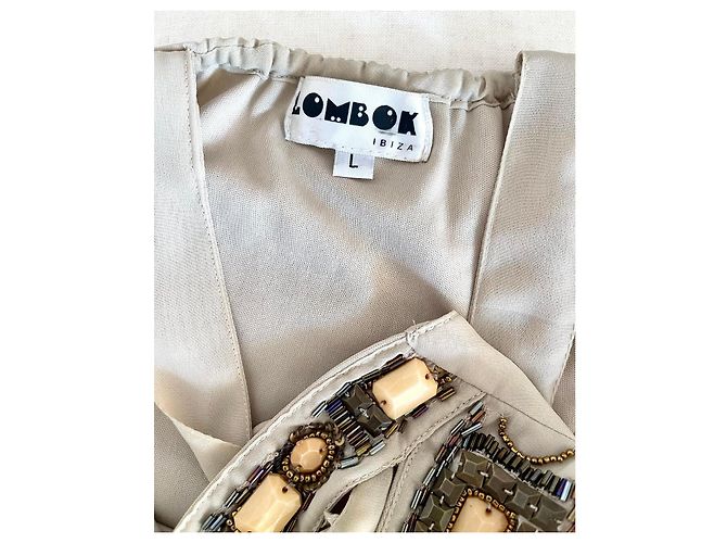 Autre Marque Lombok Ibiza Beige Sommerkleid Perlen - Ansicht 16