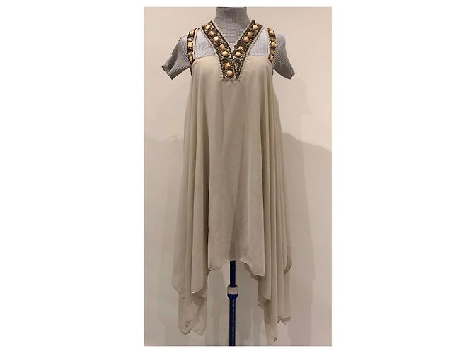 Autre Marque Lombok Ibiza Beige Sommerkleid Perlen - Ansicht 2