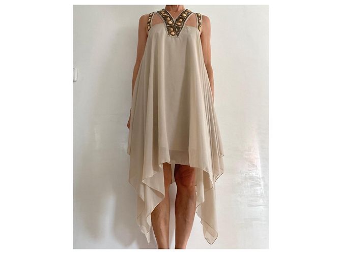 Autre Marque Lombok Ibiza Beige Sommerkleid Perlen - Ansicht 5