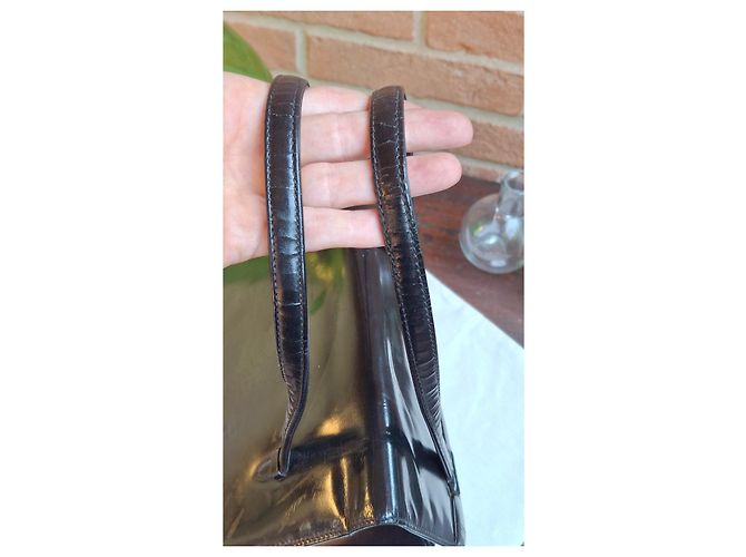 Gucci Vintage Lackleder Handtasche Schwarz - Ansicht 11