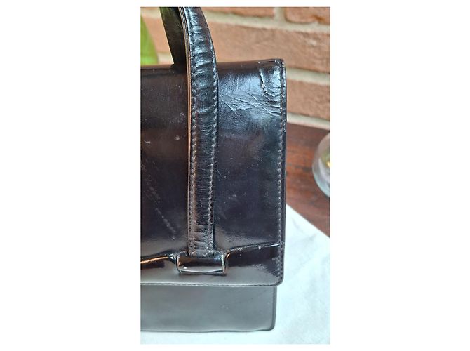 Gucci Vintage Lackleder Handtasche Schwarz - Ansicht 12