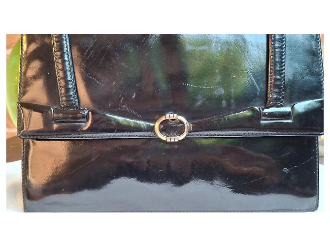 Gucci Vintage Lackleder Handtasche Schwarz - Ansicht 6