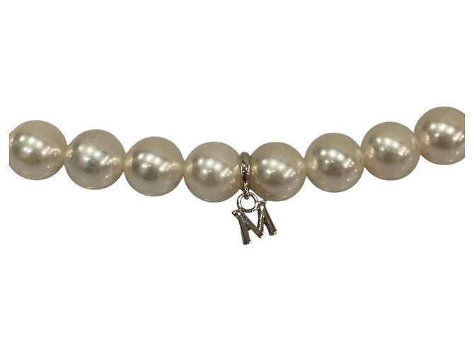 Set Collana e Orecchini in Perle Akoya Mikimoto in Oro Bianco Au750 - vista 4