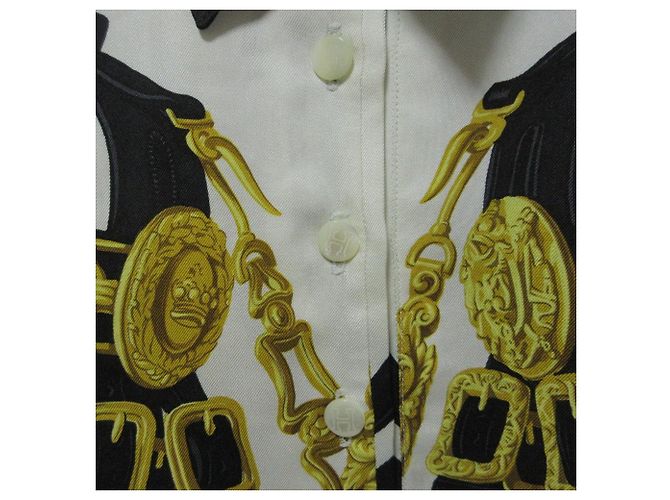 Hermès Polo a maniche corte in twill Hermes Brides De Gala Bianco - vista 5