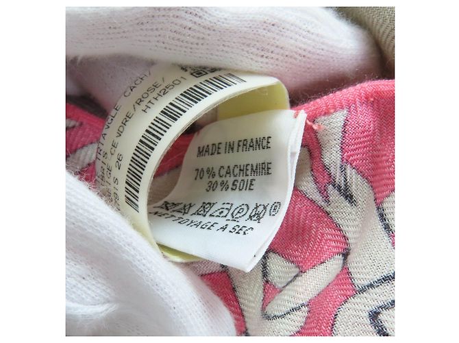 Sciarpa triangolare in cashmere Exlibris Hermès Rosa Beige Sabbia - vista 11