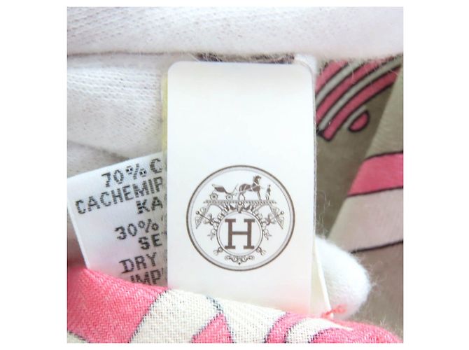 Sciarpa triangolare in cashmere Exlibris Hermès Rosa Beige Sabbia - vista 13