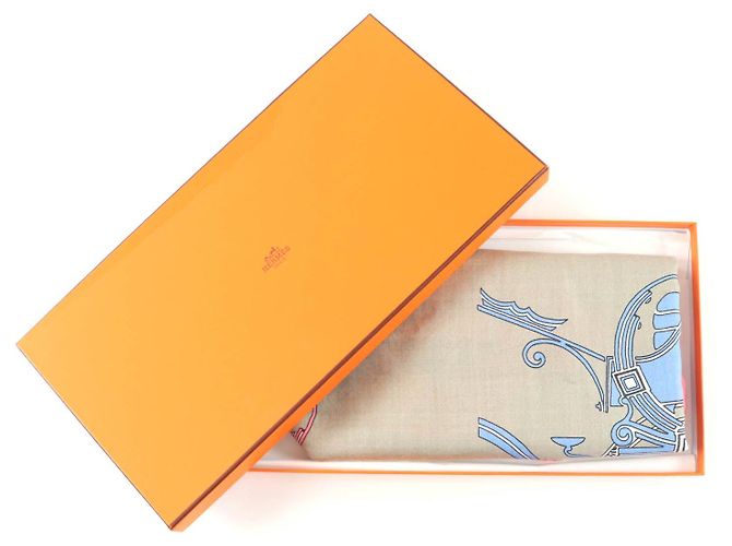 Sciarpa triangolare in cashmere Exlibris Hermès Rosa Beige Sabbia - vista 2