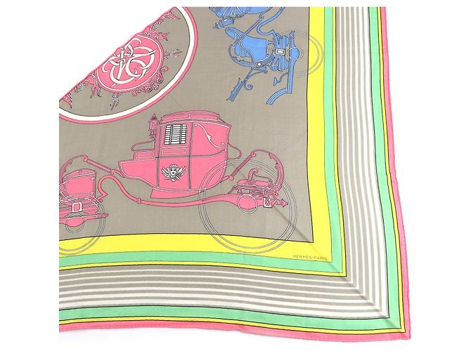 Sciarpa triangolare in cashmere Exlibris Hermès Rosa Beige Sabbia - vista 4