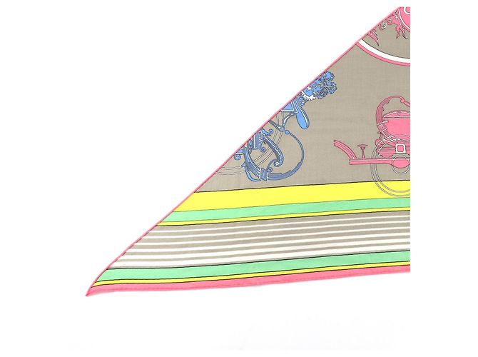 Sciarpa triangolare in cashmere Exlibris Hermès Rosa Beige Sabbia - vista 5