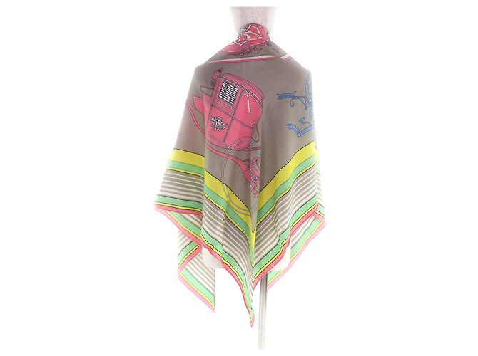 Sciarpa triangolare in cashmere Exlibris Hermès Rosa Beige Sabbia - vista 9