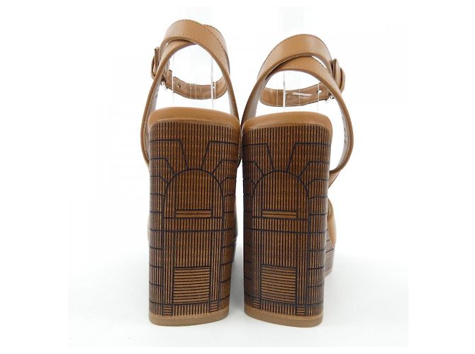 Hermès Sandali Illustre95 in pelle di agnello Hermes Marrone - vista 5