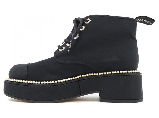 Timeless Stivaletti CHANEL LACE UP Grogram Nero - vista 2