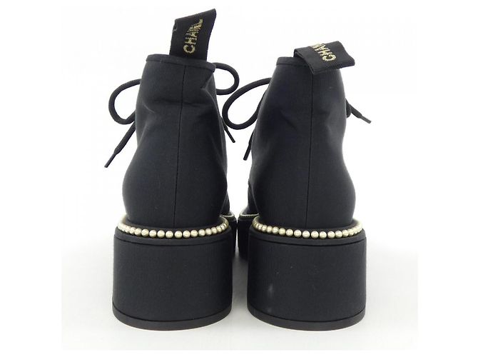 Timeless Stivaletti CHANEL LACE UP Grogram Nero - vista 5