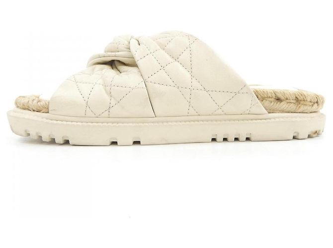 Sandali Christian Dior in agnello trapuntato Cannage Beige - vista 2
