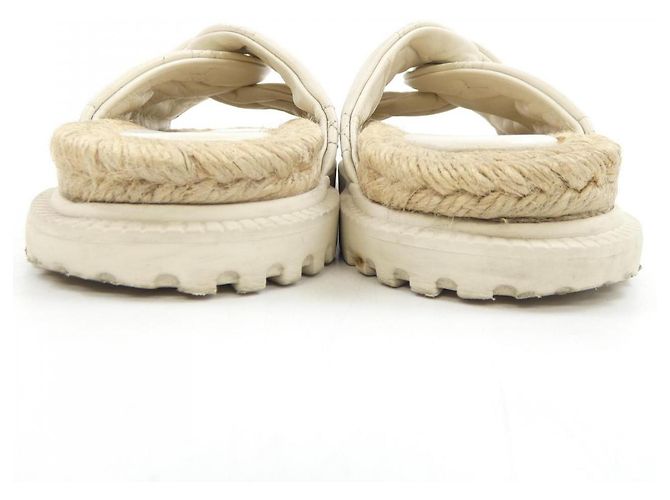 Sandali Christian Dior in agnello trapuntato Cannage Beige - vista 5