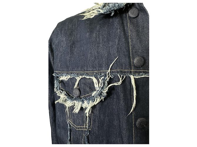 Autre Marque Bianca Saunders Lexxus 23 Distressed Denim Jacke Blau - Ansicht 10