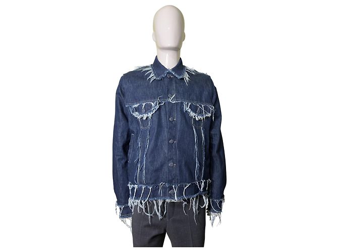 Autre Marque Bianca Saunders Lexxus 23 Distressed Denim Jacke Blau - Ansicht 4