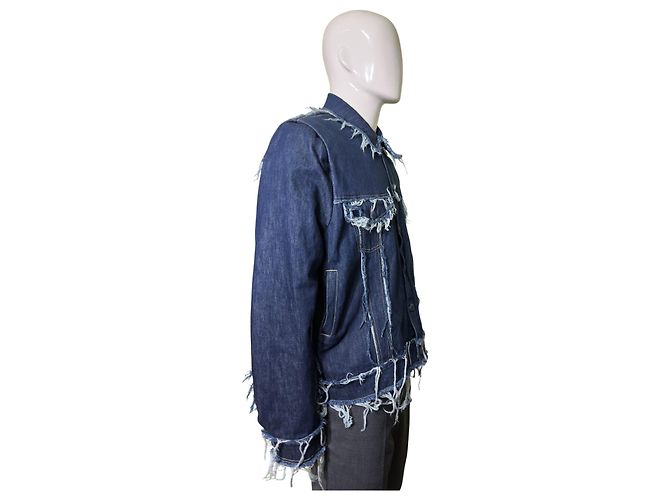Autre Marque Bianca Saunders Lexxus 23 Distressed Denim Jacke Blau - Ansicht 5