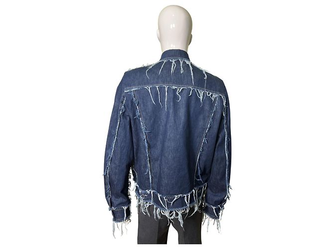Autre Marque Bianca Saunders Lexxus 23 Distressed Denim Jacke Blau - Ansicht 7