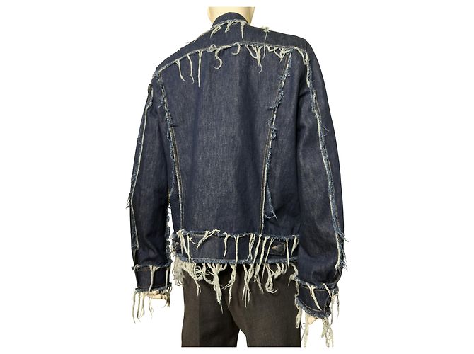 Autre Marque Bianca Saunders Lexxus 23 Distressed Denim Jacke Blau - Ansicht 8