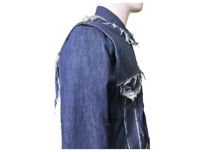 Autre Marque Bianca Saunders Lexxus 23 Distressed Denim Jacke Blau - Ansicht 9