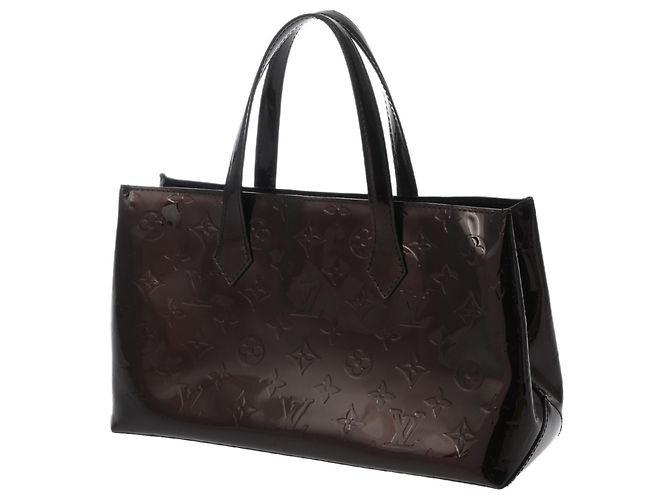 Borsa Louis Vuitton Monogram Vernis Wilshire PM Bordò - vista 3