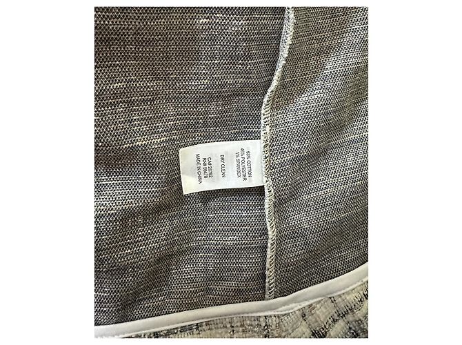 Rachel Zoe Jaqueta de Tweed com Franjas Branco Azul Bege Castanho claro - vista 5