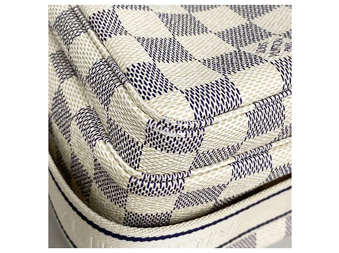 Borsa a tracolla Louis Vuitton Damier Azur Naviglio Bianco - vista 7