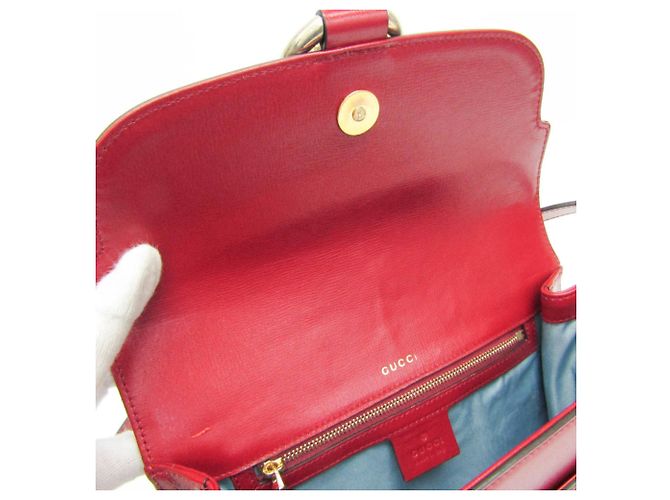 Borsa a tracolla in pelle Gucci GG Marmont Double G 589474 da donna Rosso - vista 14