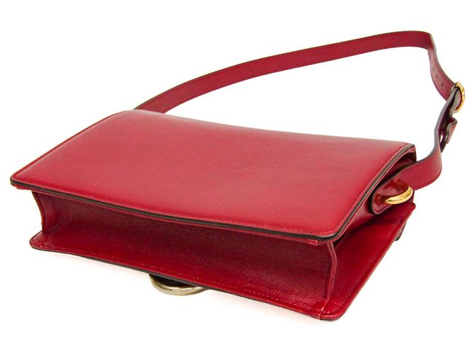 Borsa a tracolla in pelle Gucci GG Marmont Double G 589474 da donna Rosso - vista 2