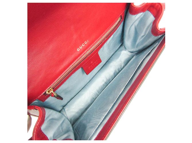 Borsa a tracolla in pelle Gucci GG Marmont Double G 589474 da donna Rosso - vista 3
