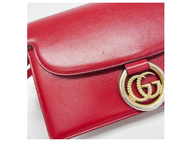 Borsa a tracolla in pelle Gucci GG Marmont Double G 589474 da donna Rosso - vista 8
