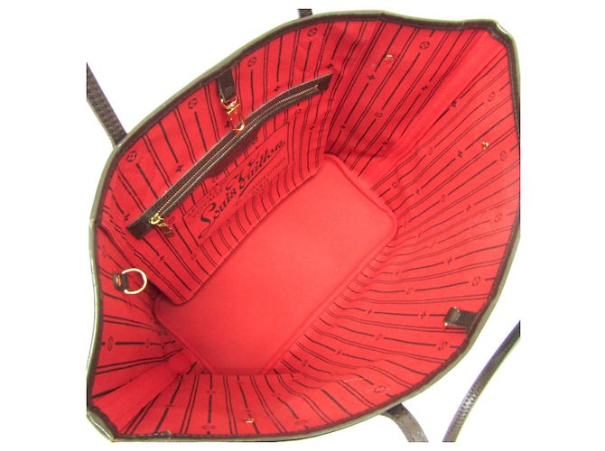 Borsa Tote Louis Vuitton Damier Neverfull MM Marrone - vista 3