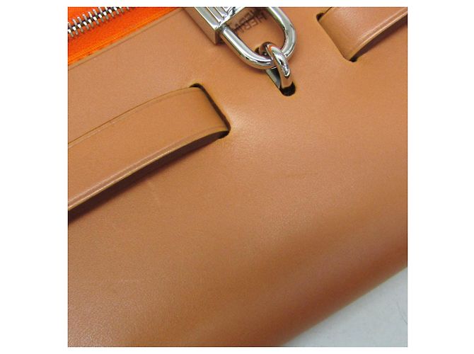 Hermès Borsa Hermes Her Bag Zip MM Beige Arancione - vista 14