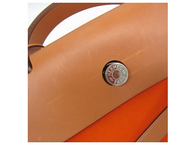 Hermès Borsa Hermes Her Bag Zip MM Beige Arancione - vista 15
