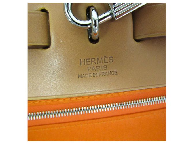 Hermès Borsa Hermes Her Bag Zip MM Beige Arancione - vista 16