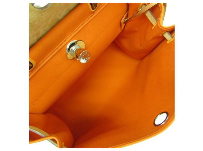 Hermès Borsa Hermes Her Bag Zip MM Beige Arancione - vista 4