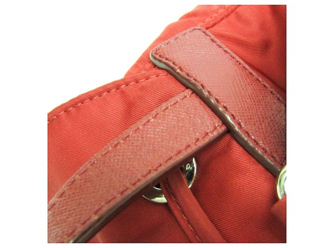 Zaino Prada TESSUTO Nylon e pelle Rosso - vista 10