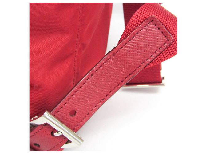 Zaino Prada TESSUTO Nylon e pelle Rosso - vista 11