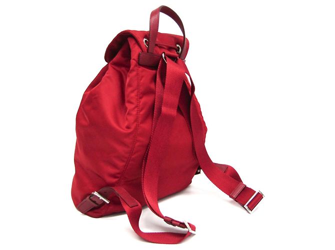 Zaino Prada TESSUTO Nylon e pelle Rosso - vista 2