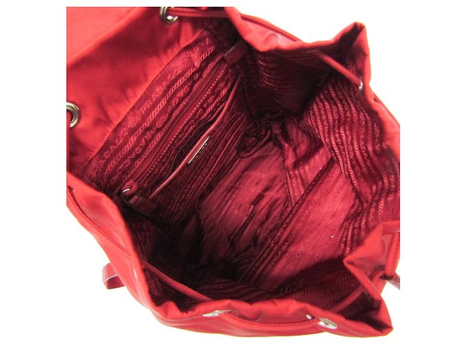 Zaino Prada TESSUTO Nylon e pelle Rosso - vista 3