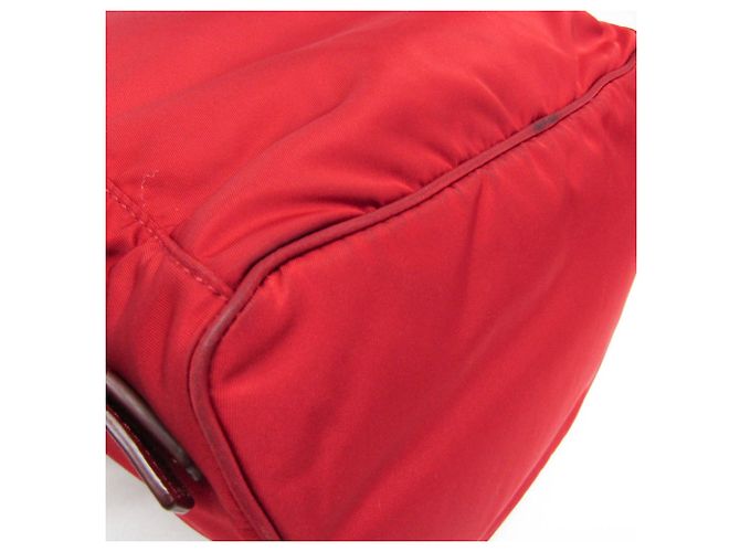 Zaino Prada TESSUTO Nylon e pelle Rosso - vista 6