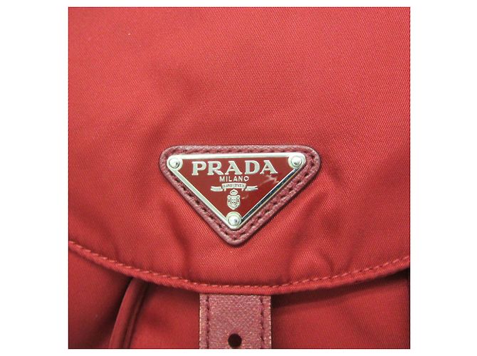 Zaino Prada TESSUTO Nylon e pelle Rosso - vista 7